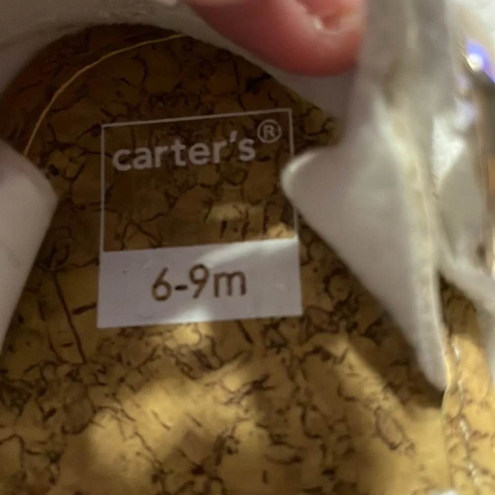 Carter 6 to 9 month, cork, bottom white sandals